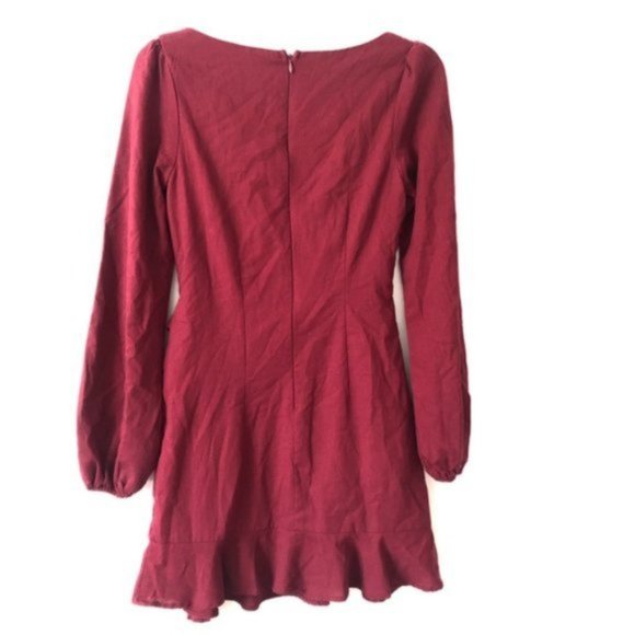 Princess Polly Villa Burgundy Mini Wrap Dress size 4 us worn once perf condition - Picture 10 of 10